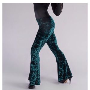 Warrior Within green velvet bell bottoms